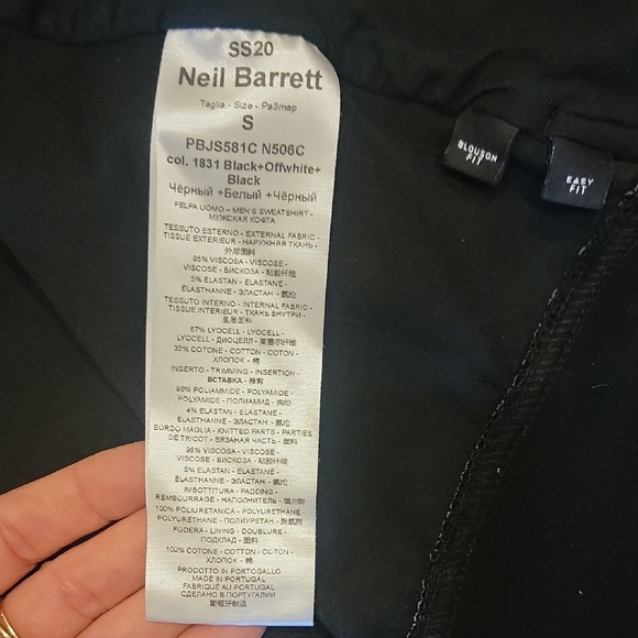 Neil Barrett Black and White Geometric Hoodie - Picture 3 of 10